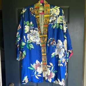 Johnny Was Vibrant Blue Floral Blouse